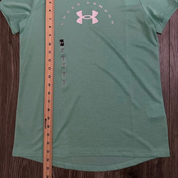 Under Armour (YLG) girl's youth dri-fit Tech twist arch Loose green shirt - Picture 5 of 6